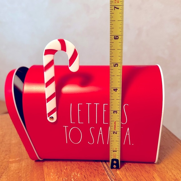 Rae Dunn Red and White LETTERS TO SANTA Candy Cane Flag Metal Mailbox NEW!! - Picture 7 of 7